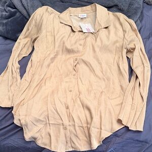LuLaRoe Beige Button-Front Shirt